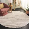 Tapete Shag Pacífico de Textura Lineal en Marfil con Beige