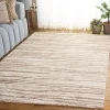 Tapete Shag Pacífico de Textura Lineal en Marfil con Beige