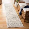 Tapete Tula de Franjas Ornamentales en Marfil con Gris