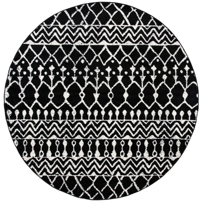 Tapete Tula Geométrico en Negro con Marfil
