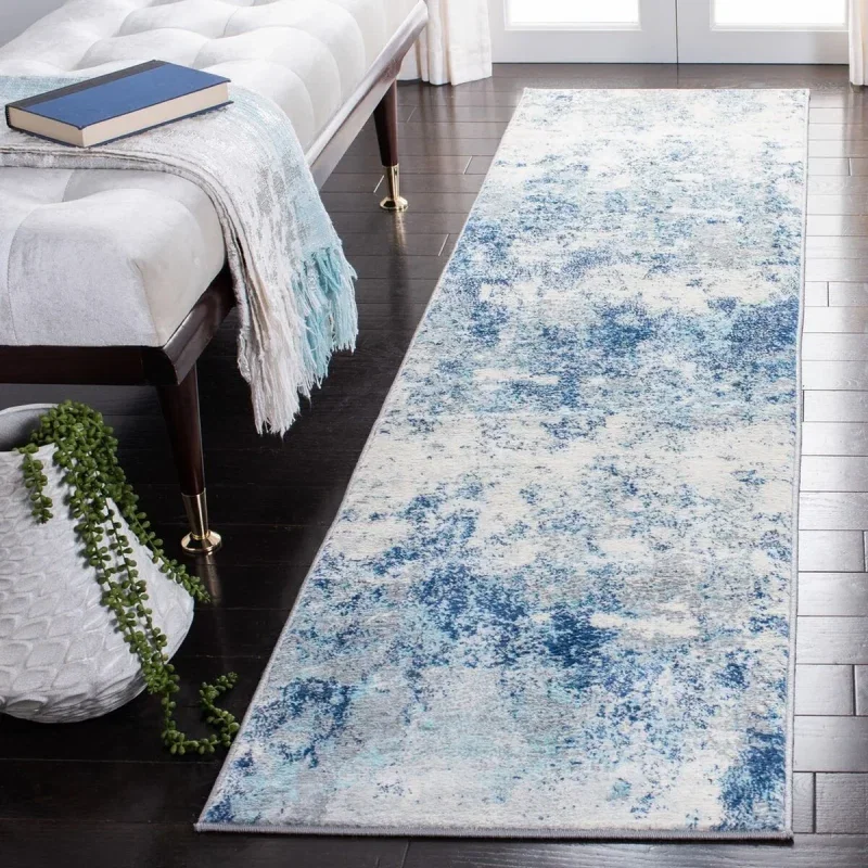 Tapete Westside Moderno en Marfil con Azul