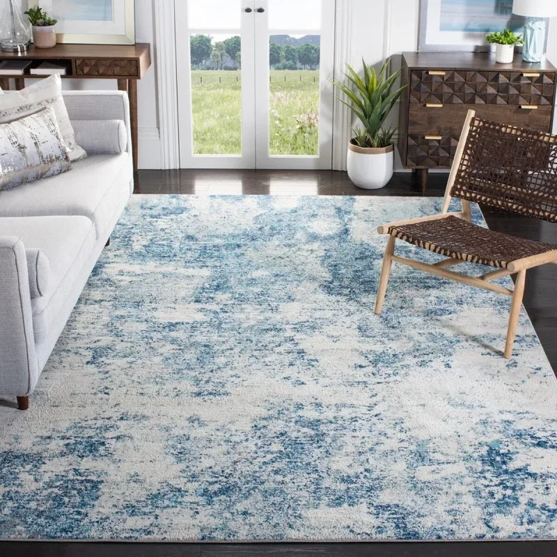 Tapete Westside Moderno en Marfil con Azul