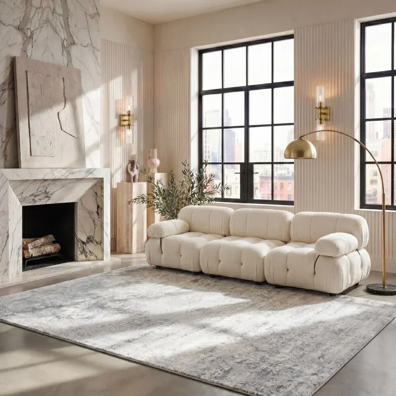 Tapete Westside Moderno en Marfil con Gris