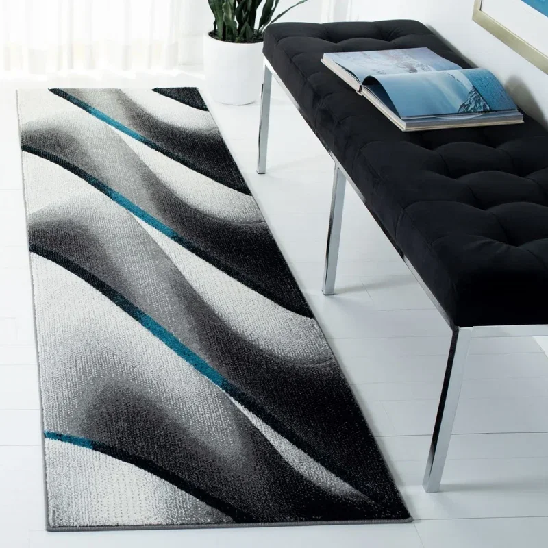 Tapete Actores de Ondas Fluidas en Gris con Azul