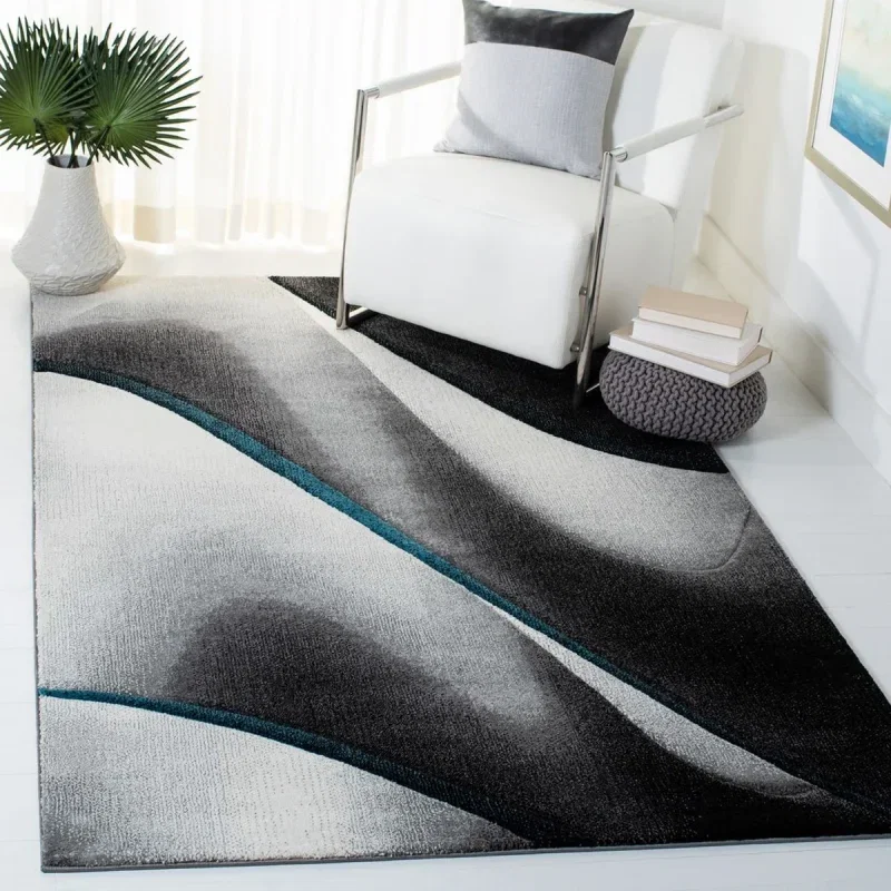 Tapete Actores de Ondas Fluidas en Gris con Azul