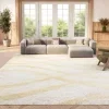 Tapete Adira Brochas Onduladas en Marfil con Beige