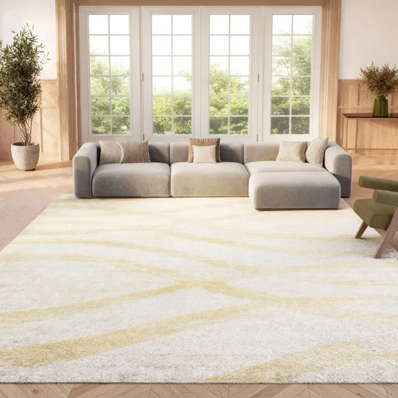 Tapete Adira Brochas Onduladas en Marfil con Beige
