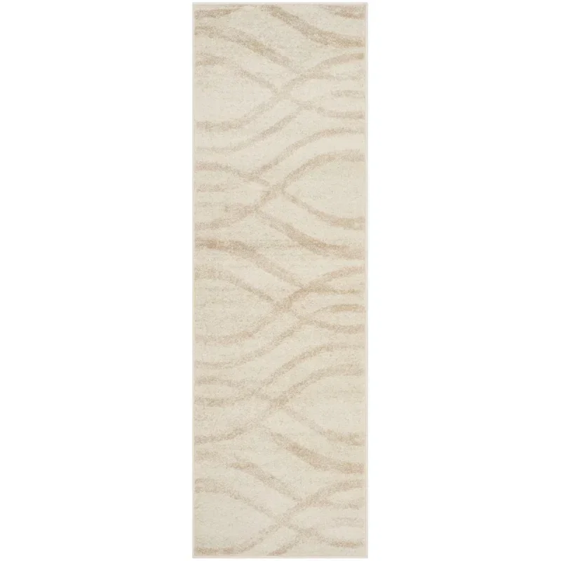 Tapete Adira Brochas Onduladas en Marfil con Beige