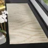 Tapete Adira Brochas Onduladas en Marfil con Beige