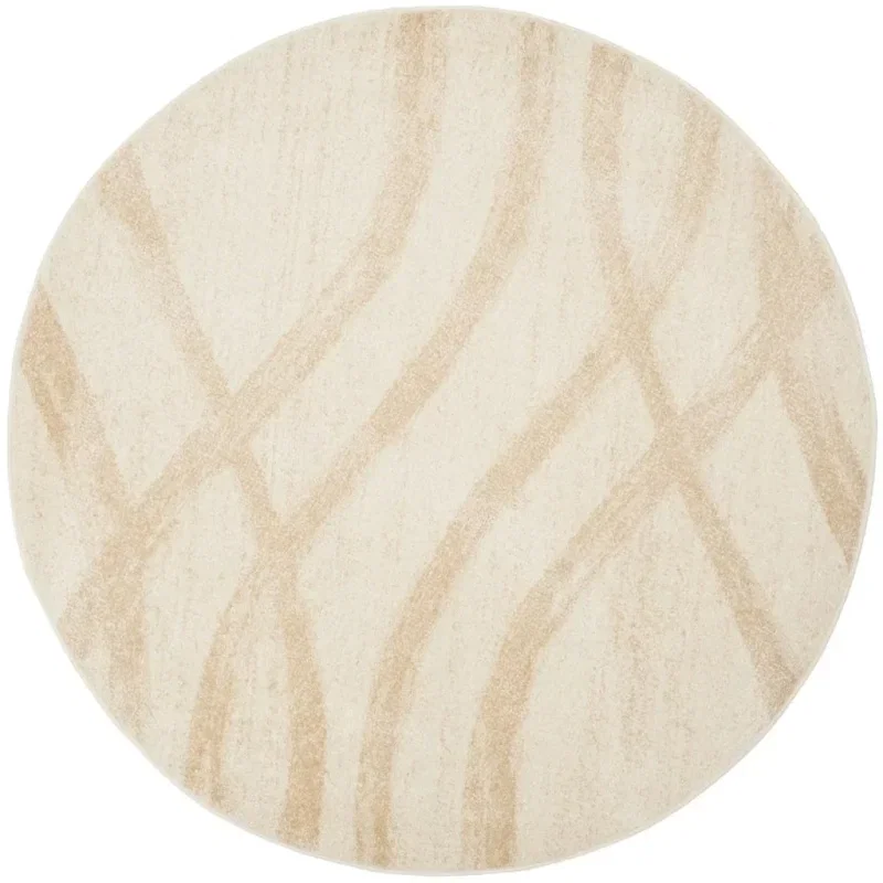 Tapete Adira Brochas Onduladas en Marfil con Beige