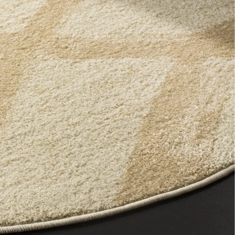Tapete Adira Brochas Onduladas en Marfil con Beige