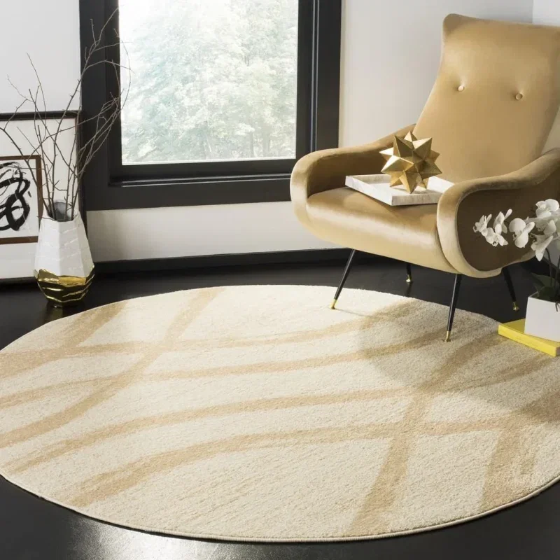Tapete Adira Brochas Onduladas en Marfil con Beige