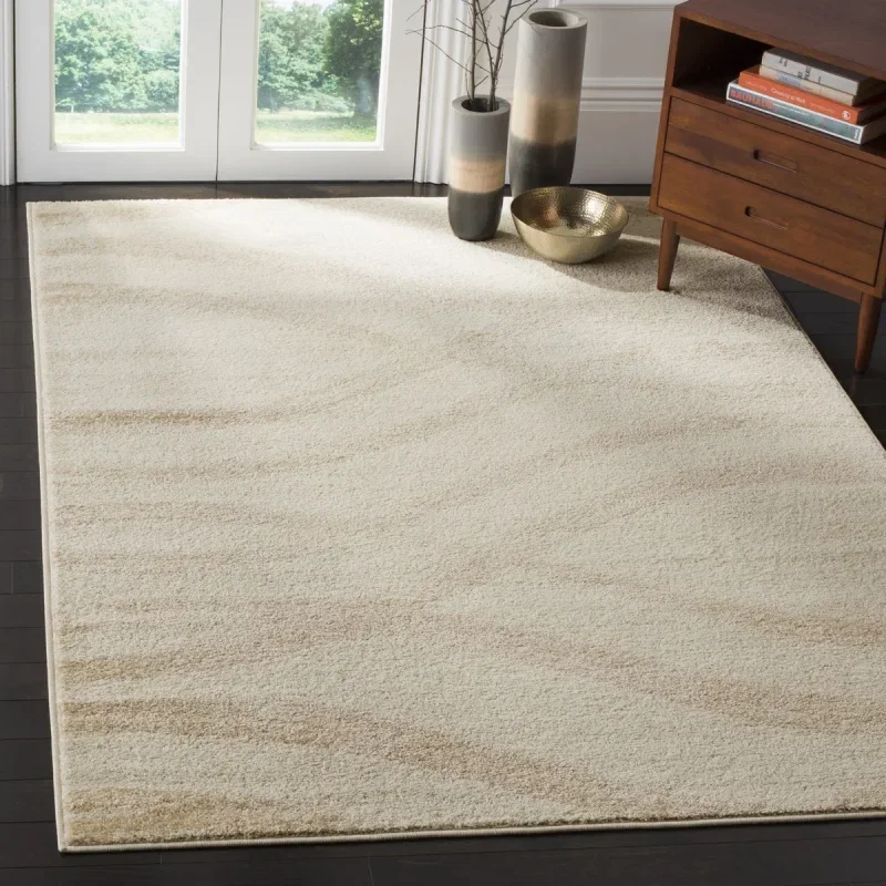 Tapete Adira Brochas Onduladas en Marfil con Beige