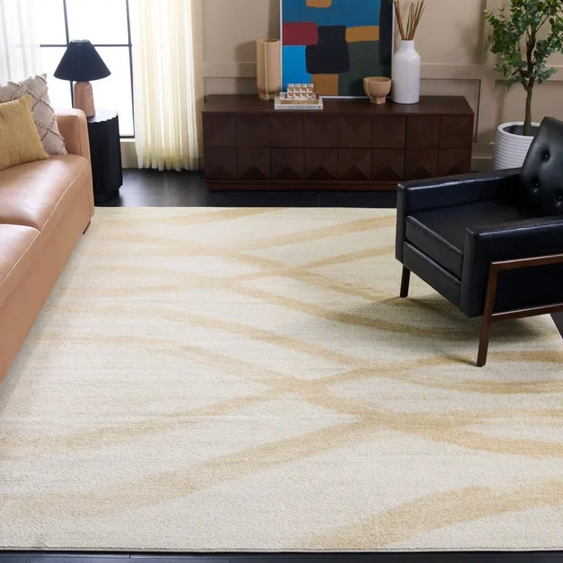 Tapete Adira Brochas Onduladas en Marfil con Beige