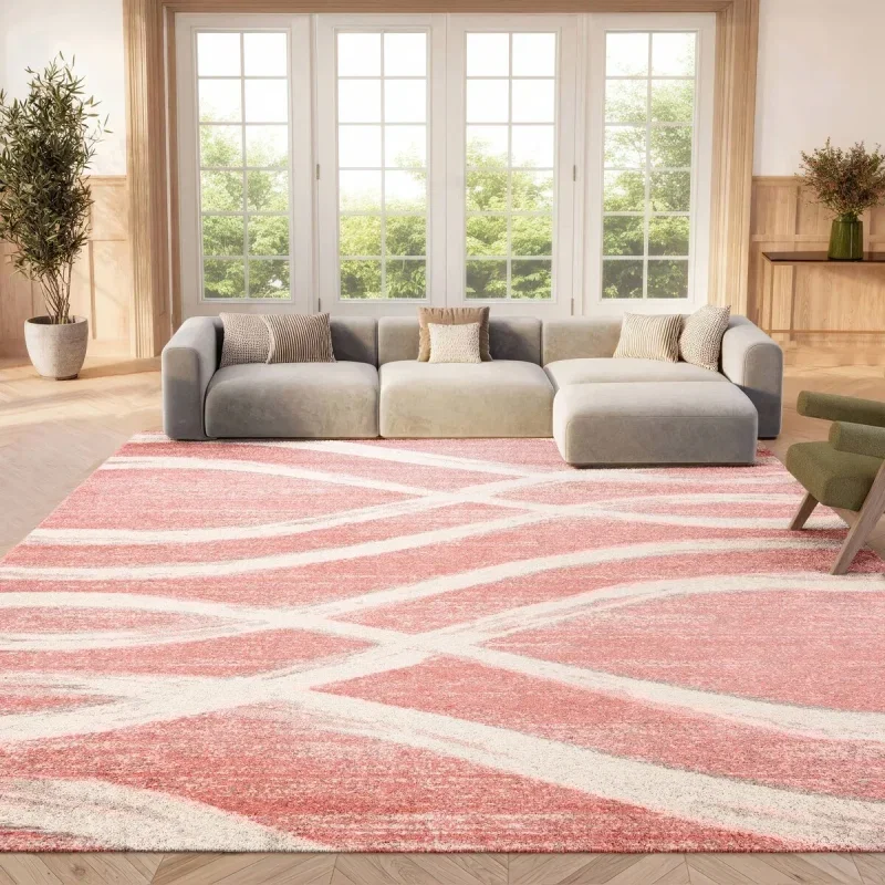 Tapete Adira Brochas Onduladas en Rosa con Marfil
