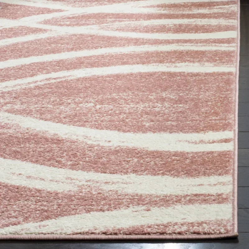 Tapete Adira Brochas Onduladas en Rosa con Marfil