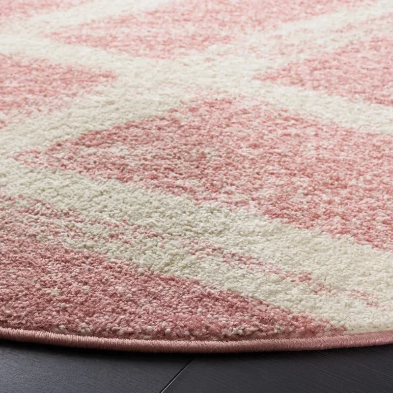 Tapete Adira Brochas Onduladas en Rosa con Marfil