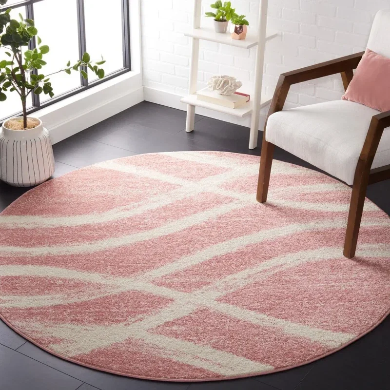 Tapete Adira Brochas Onduladas en Rosa con Marfil