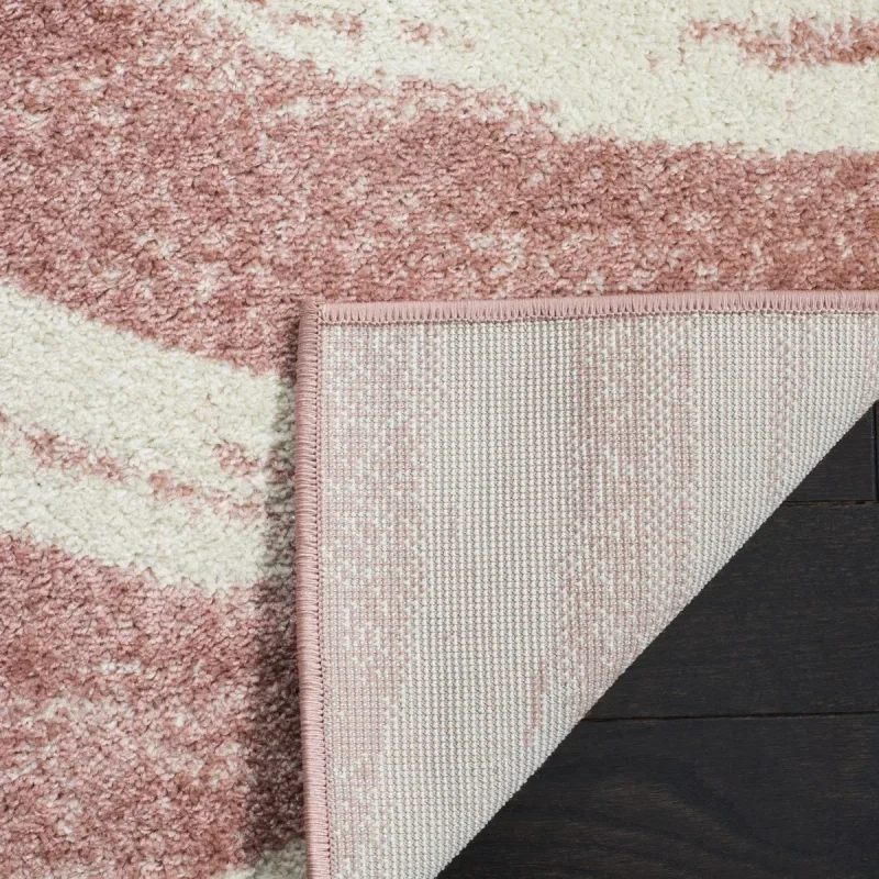 Tapete Adira Brochas Onduladas en Rosa con Marfil