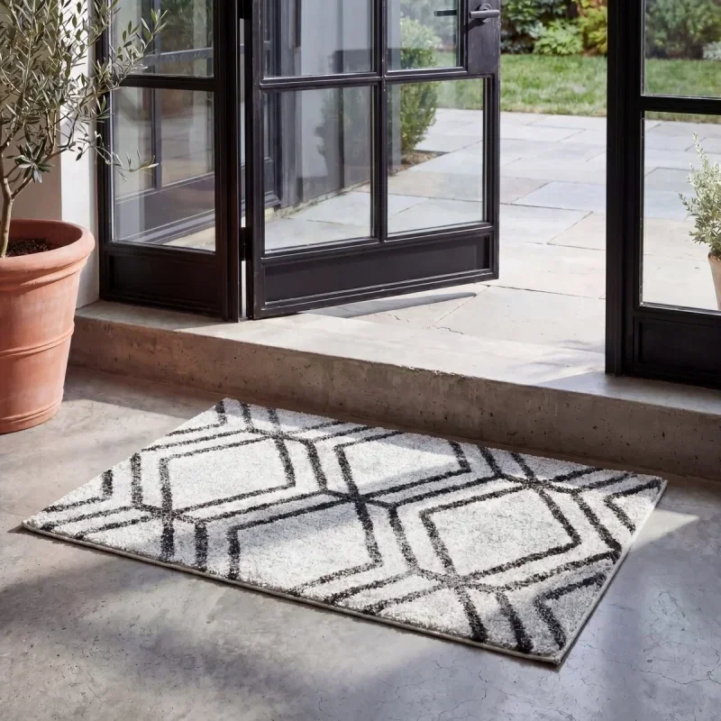 Tapete Adira Chevron Droble en Marfil con Carbon