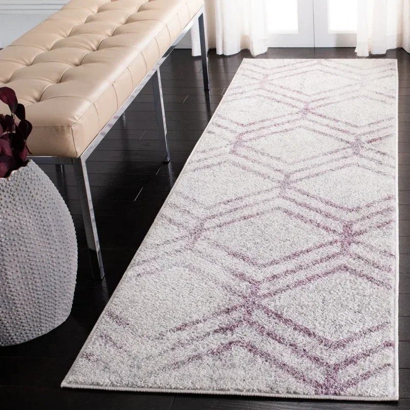 Tapete Adira Chevron Droble en Marfil con Ciruela