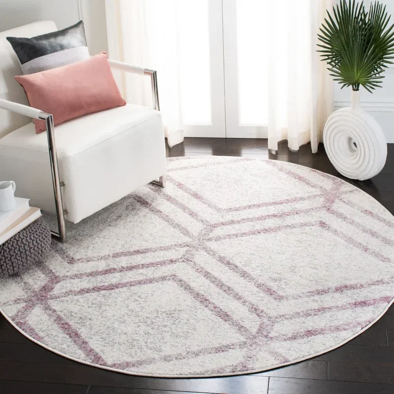 Tapete Adira Chevron Droble en Marfil con Ciruela