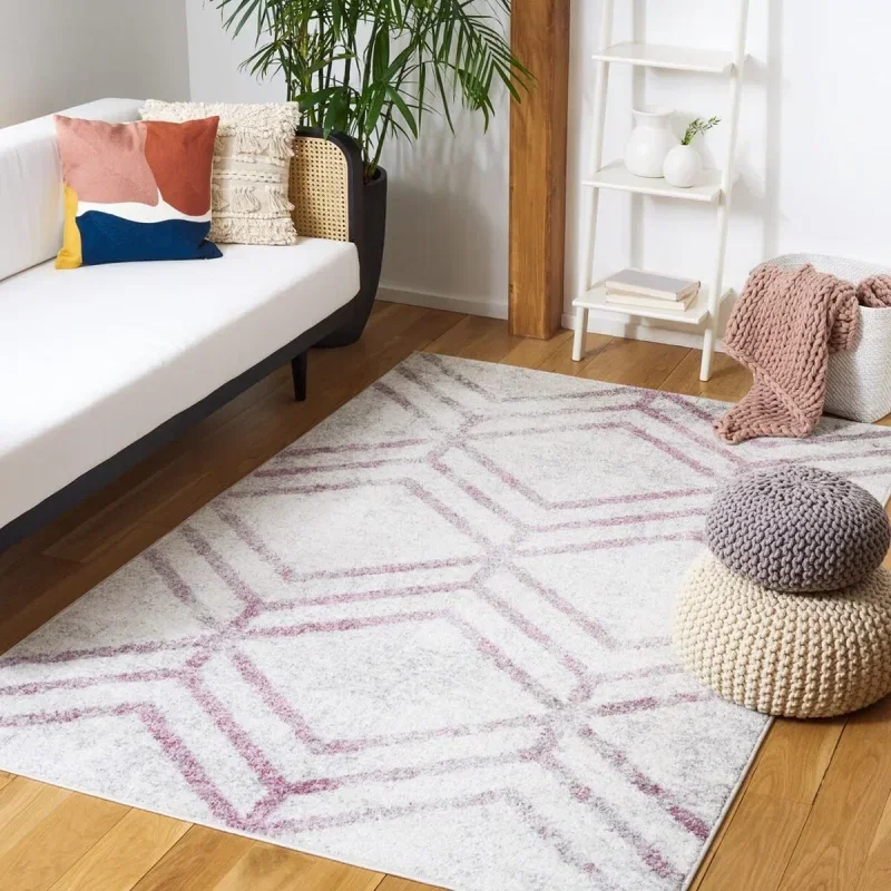 Tapete Adira Chevron Droble en Marfil con Ciruela