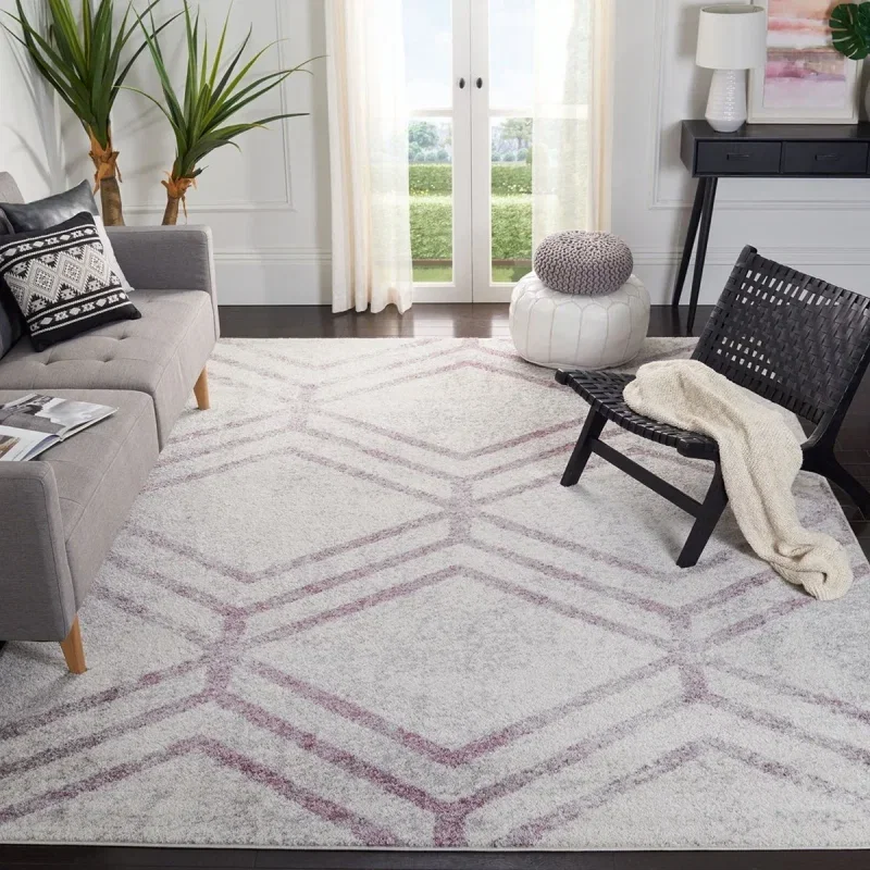 Tapete Adira Chevron Droble en Marfil con Ciruela