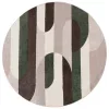 Tapete Adira de Curvas Mid Century en Verde con Beige