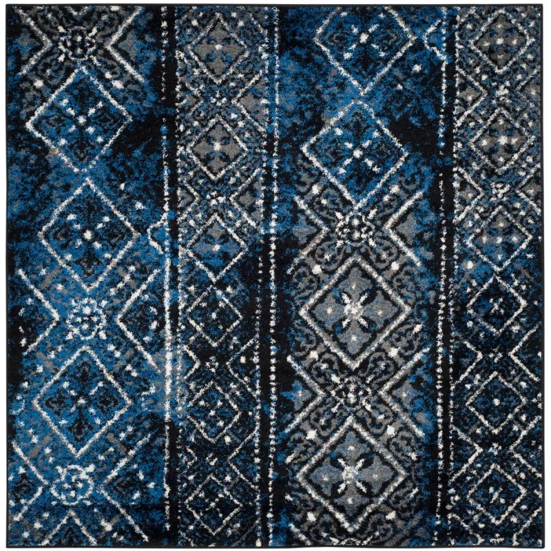 Tapete Adira de Diamantes en Azul con Negro