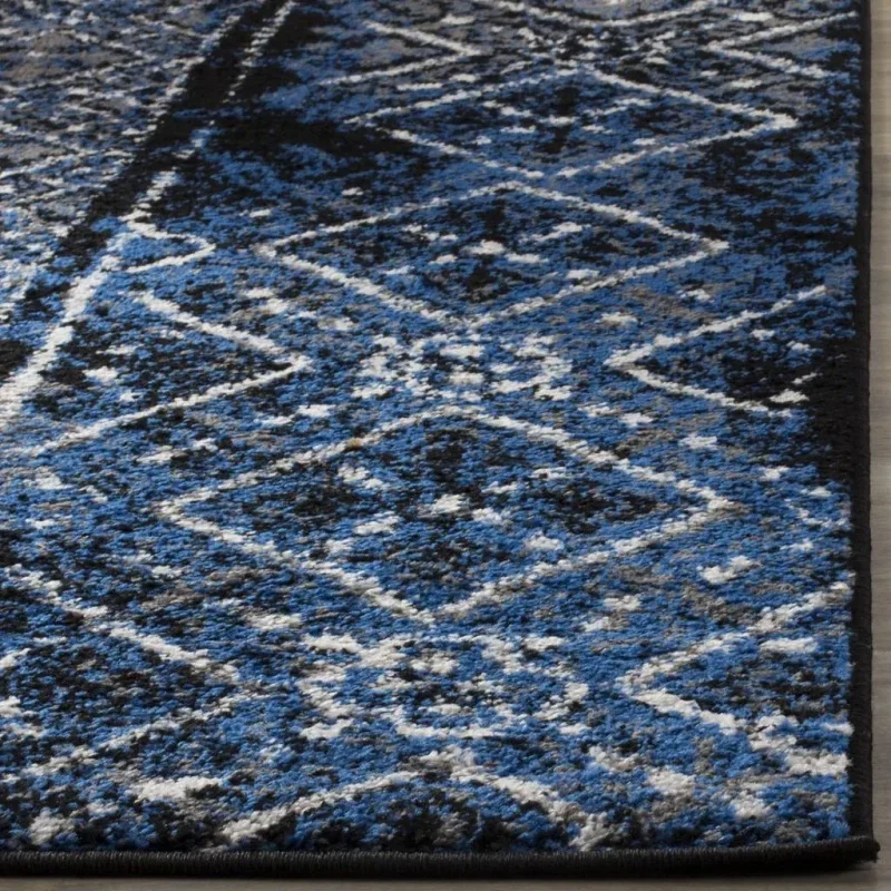 Tapete Adira de Diamantes en Azul con Negro