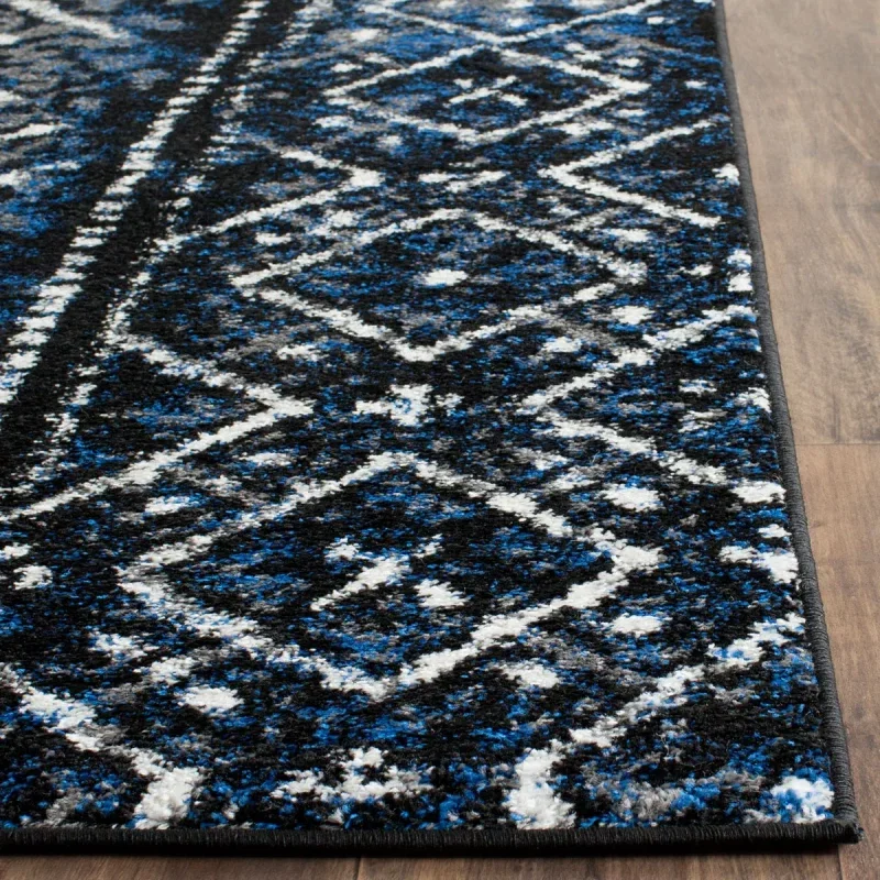 Tapete Adira de Diamantes en Azul con Negro