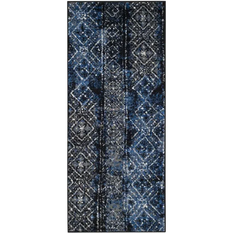 Tapete Adira de Diamantes en Azul con Negro