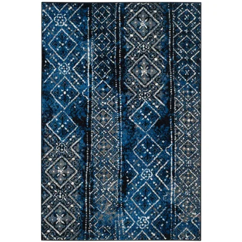 Tapete Adira de Diamantes en Azul con Negro