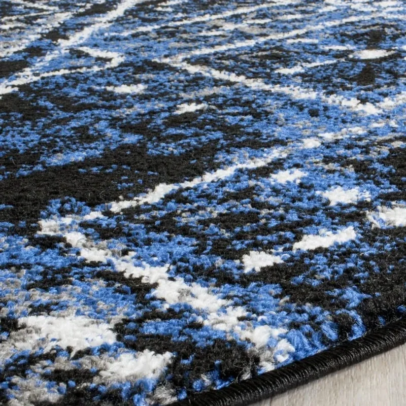 Tapete Adira de Diamantes en Azul con Negro