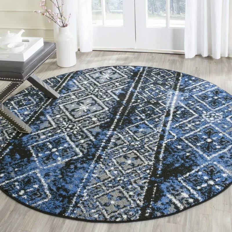 Tapete Adira de Diamantes en Azul con Negro