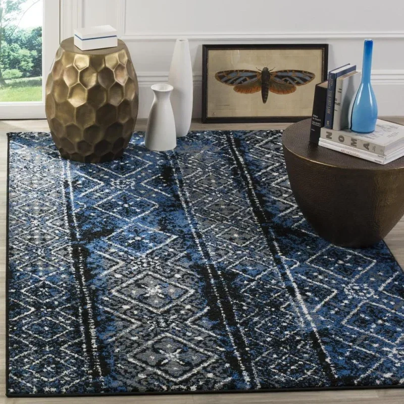 Tapete Adira de Diamantes en Azul con Negro