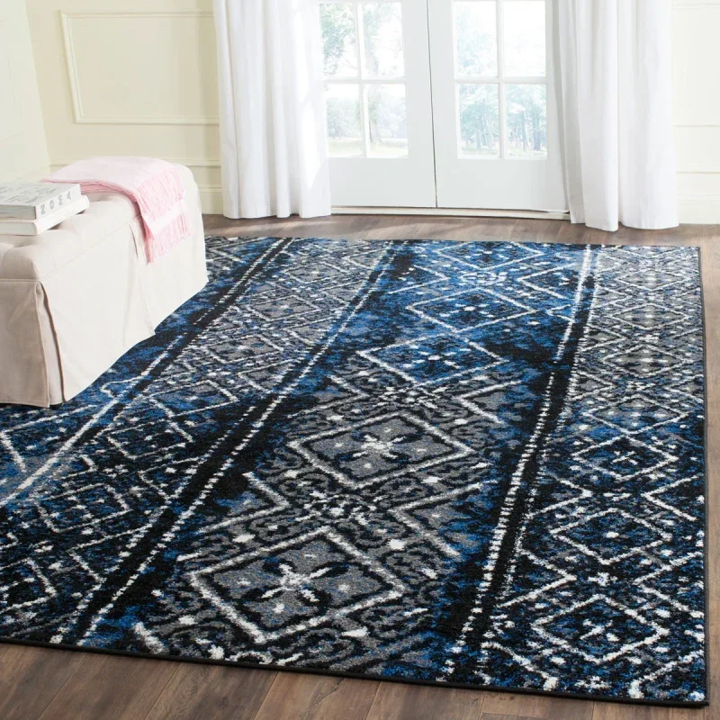 Tapete Adira de Diamantes en Azul con Negro