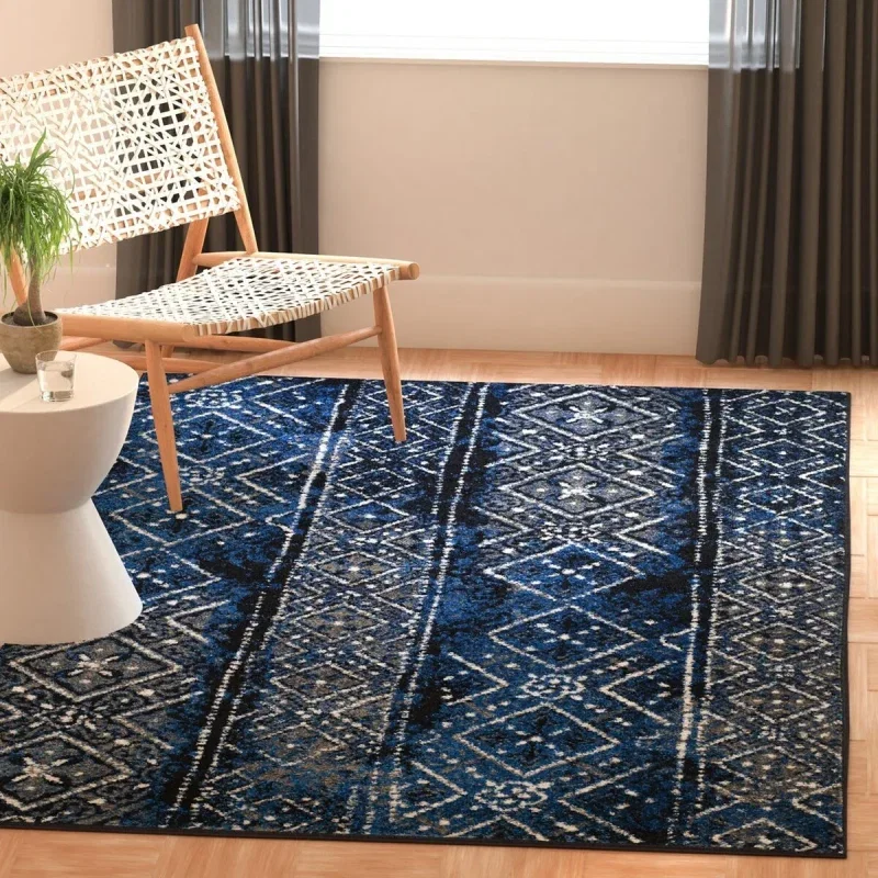 Tapete Adira de Diamantes en Azul con Negro