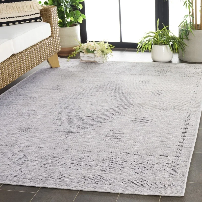 Tapete Adira de Diamantes en Marfil con Gris