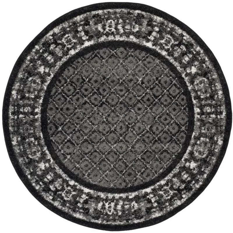 Tapete Adira de Diamantes en Negro con Gris