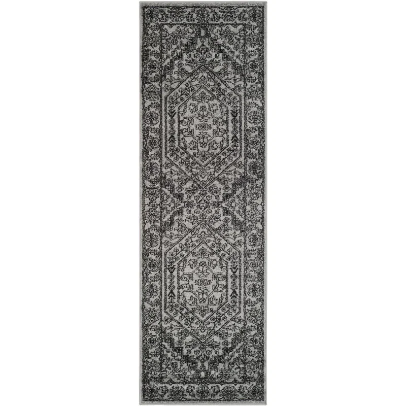 Tapete Adira Medallón en Gris con Negro