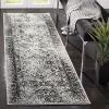 Tapete Adira Tradicional Floral en Gris con Negro