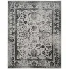 Tapete Adira Tradicional Floral en Gris con Negro