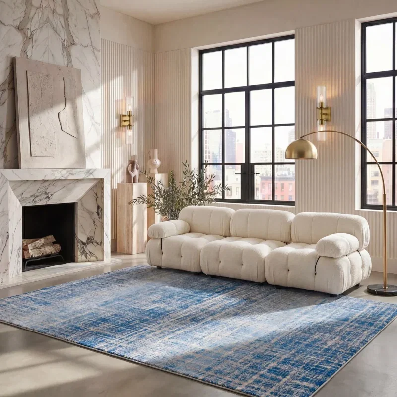 Tapete Adira Vintage Pátina en Azul con Gris