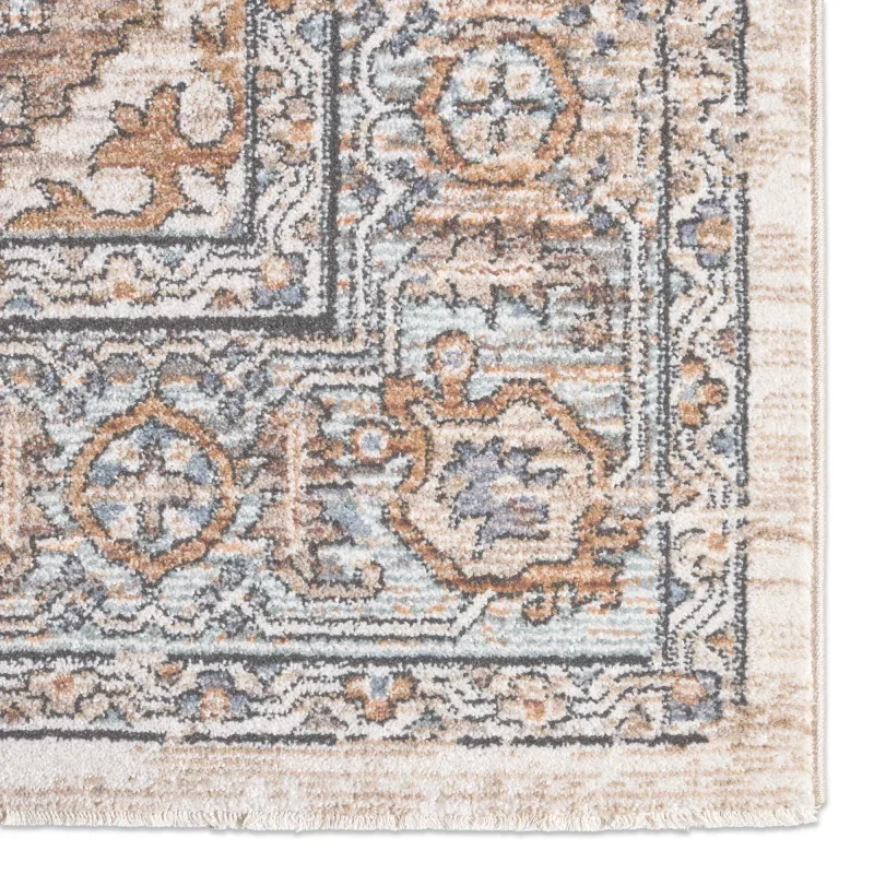 Tapete Alondra Medallón Floral en Beige y Azul