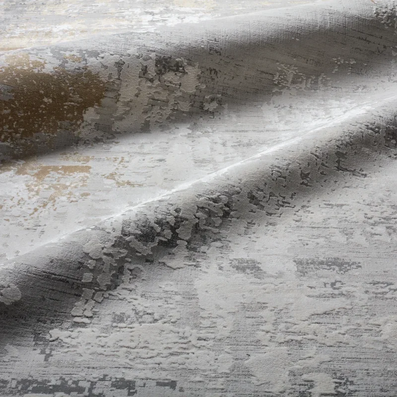 Tapete Anfiteatro Abstracciones Geométricas en Gris y Dorado