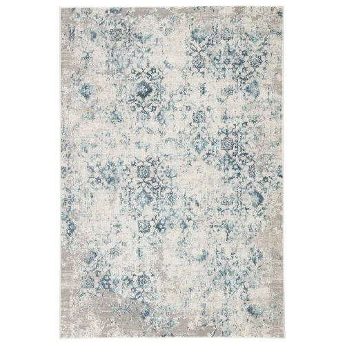 Tapete Anfiteatro Brocado Desvanecido en Azul y Gris