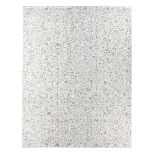 Tapete Anfiteatro Floral Damasco en Blanco y Gris