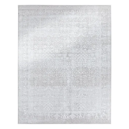 Tapete Anfiteatro Medallón Floral Tonal en Gris y Blanco